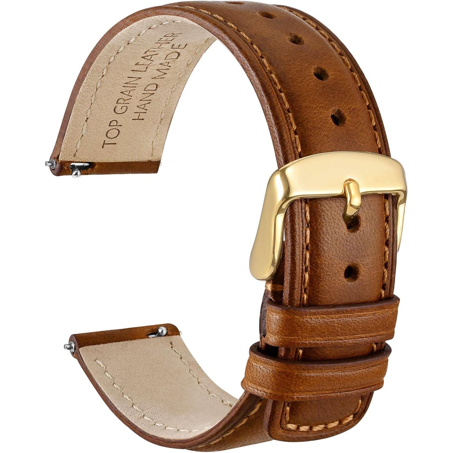 Wocci Quick Release Watch Band, Distressed Genuine Leather, Stainless Steel Buckle, Strap Width 18Mm 19Mm 20Mm 22Mm 24Mm