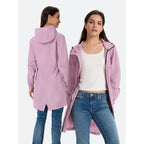 Saphirose Women'S Long Packable Raincoat Waterproof Rain Jacket Lightweight Outdoor Windbreaker With Hood