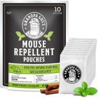 Grandpa Gus'S Mouse Repellent Pouches, Natural Peppermint Oil, 10 Pouches | Cinnamon & Peppermint Oil Helps Repel Mice From Nesting In Home/Cabin/Boat/Car Storage/Rv/Machinery/Shed, Kid & Pet Safe