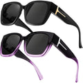Myiaur Fit Over Glasses Sunglasses For Women, Trendy Oversized Polarized Wear Over Sun Glasses With Uv400 Protection（2 Pack）