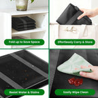 Spacewhisper Reusable Grocery Bags With Long Handles [3 Pack] - Multipurpose Shopping Bags For Groceries, Foldable Grocery Totes Resist Water & Stains For Kitchen, Car Trunk, Picnic (Black)