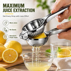 Tezz Premium Lemon Squeezer, Large Heavy Duty Handhelp Juicer For Lemon, Metal Hand Press Citrus Juicer, Lime Squeezer Bar Tool, Manual Citrus Press | Large Bowl Ergonomic Handle Easy Handheld Press For Lemons And Limes