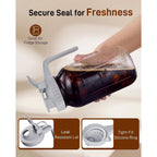 Cold Brew Coffee Maker - 2 Quart 64Oz Stainless Steel Filter Cold Brew Pitcher Jar, No Leaks Cold Brew Mason Jar Coffee Maker, Easy To Clean Cold Coffee Maker