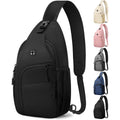 Pritent Crossbody Bags For Women Man Waterproof Sling Bag Backpack Trendy Casual Cross Body Bag With Convertible Shoulder Strap Chest Bag For Camping Hiking Travel Essentials (Black, Medium )