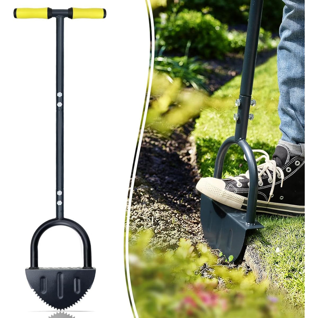 Colwelt Saw-Tooth Edger Lawn Tool, Half Moon Lawn Edger With T-Grip, Sidewalk Grass Long Handled Step Edger, 38-Inch