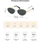 SOJOS Trendy Cat Eye Polarized Sunglasses for Women Men, Chic 80s 90s Retro Oval Fashion Sunnies SJ1279 Gold/Grey