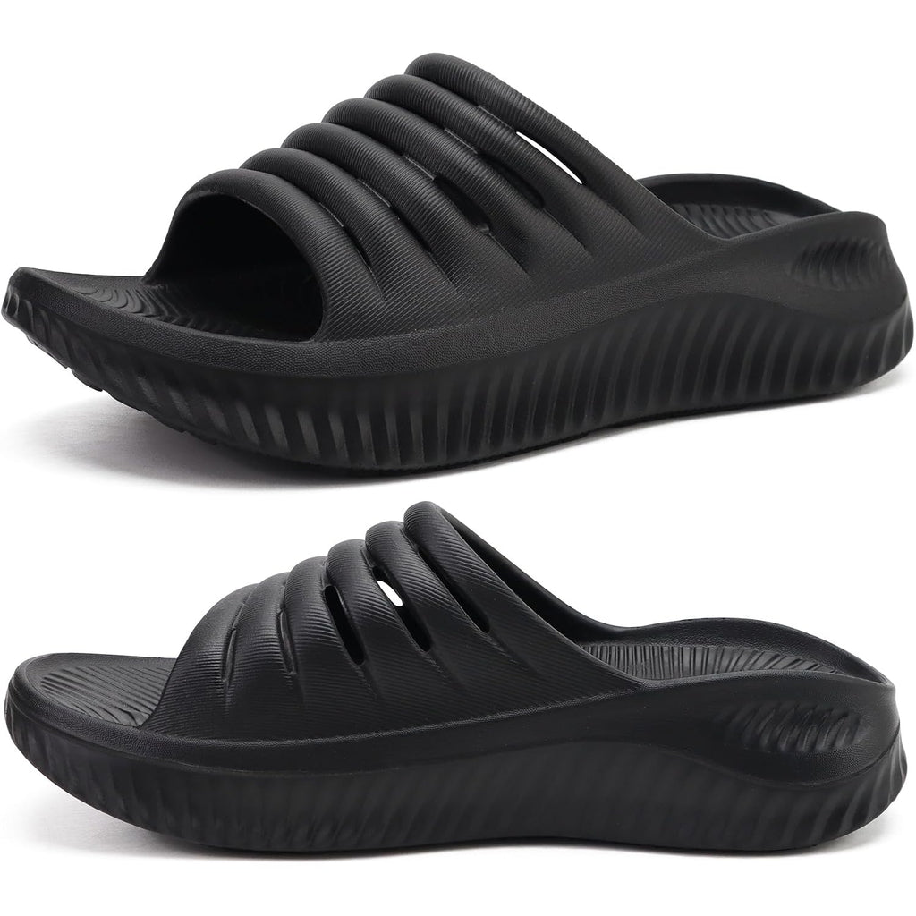 Kuailu Womens Recovery Sandals With Comfortable Plantar Fasciitis Support,Ladies Orthotic Open Toe Sport Slides Thick Cushion Reduces Stress On Feet,Joints & Back Post-Exercise