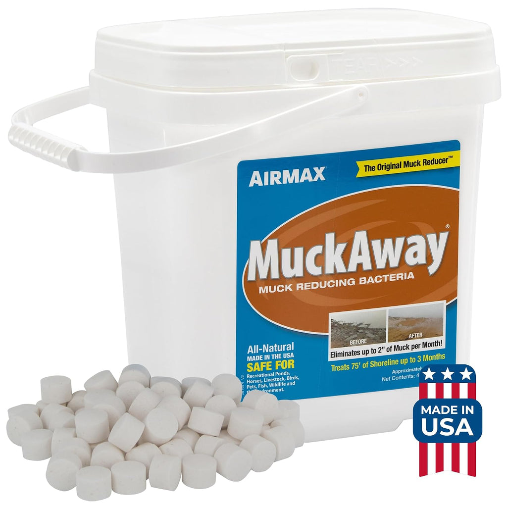 Airmax Muckaway Bacteria Enzyme Tablets For Ponds & Lakes, 8 Scoops | Natural Beneficial Bacteria Muck, Sludge & Noxious Odor Solution For Cleaner Beaches & Shorelines; Fish, Pet & Wildlife Safe