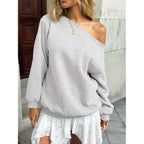 Womens Fleece Lined Sweatshirt Off Shoulder Long Sleeve Pullover Top Oversized Shirt Basic Slouchy Clothes 2026
