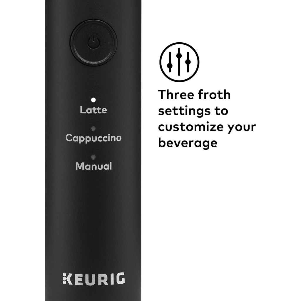 Keurig SimpleCafe Frother, Rechargeable Handheld Milk Frother for Lattes, Cappuccinos & Iced Coffee, USB Cord Included, Microwave-Safe Frothing Cup, Hot & Cold Foam Maker