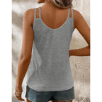 Womens Double Spaghetti Strap V Neck Tank Tops Cute Loose Casual 2026 Summer Beach Sleeveless Tops