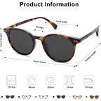 SOJOS Small Round Classic Polarized Sunglasses for Women Men Vintage Style UV400 Lens MAY SJ2113 Amber Tortoise/Grey