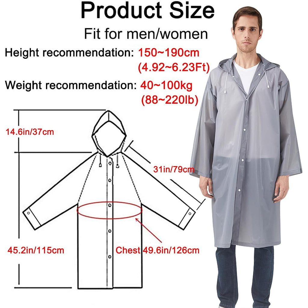 Rain Ponchos Raincoats For Adults Women, Reusable Rain Jacket Coats With Hood For Family Disney Park Travel 2 Pack
