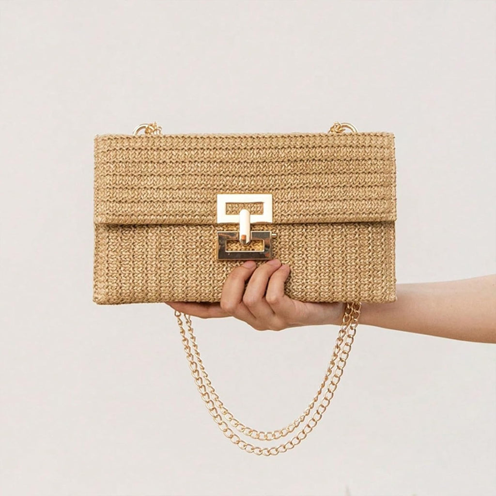 Straw Clutch Purse for Women Designer Evening Handbag Summer Beach Shoulder Crossbody Bag | Straw, Purse, Designer, Evening, Summer, Beach