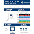 Ge Window Air Conditioner 5,000 Btu Ac Unit For Small Rooms Up To 150 Sq Ft With Manual Controls & 2 Cooling Modes For Bedroom Or Living Room, Easy Install Kit, White