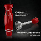 OVENTE Immersion Hand Blender, 300W Electric Handheld Stick Mixer with 2 Mixing Speeds and Stainless Steel Blades for Smoothies, Purees & Baby Food, Red HS560R