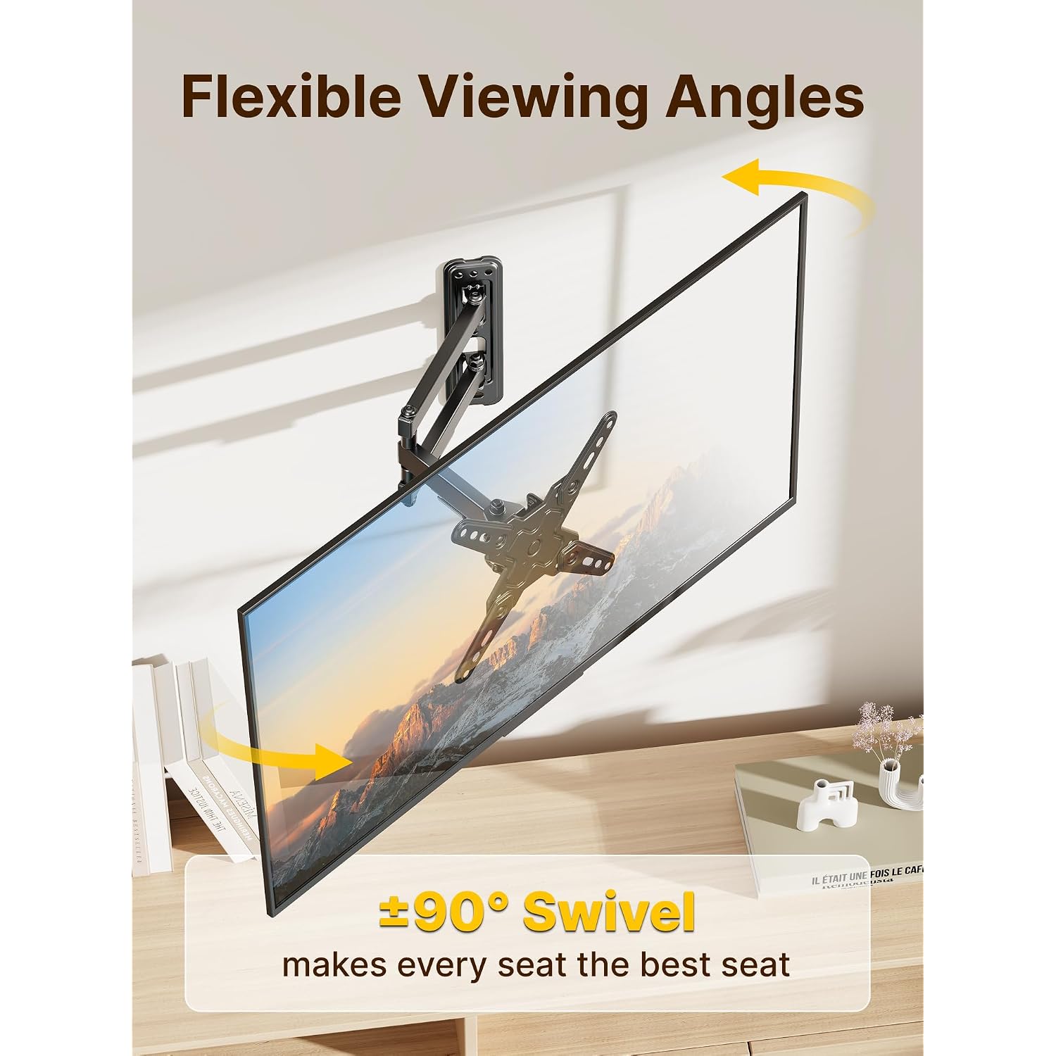 Montek Full Motion Tv Wall Mount Bracket For Most 13-43 Inch Led Lcd Flat Screen Tvs & Monitors, Swivel Tilt Extension Rotation With Articulating Arms, Tv Mount Max Vesa 200X200Mm, Up To 44Lbs