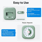 60 Minute Visual Timer For Kids, Silent Countdown Clock, Time Management Tool For Homeschool Study Supplies, Classroom, Home, Kitchen, Desk (Green)