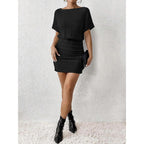 Women Summer Casual Dress 2026 Short Sleeve Sexy Ribbed Knit Party Club Mini Dress