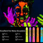 12 Pieces Glow Blacklight Face & Body Paint Makeup, Glow in The Dark Face Painting Kit Neon Paint Sticks for Adult Halloween Glow Party