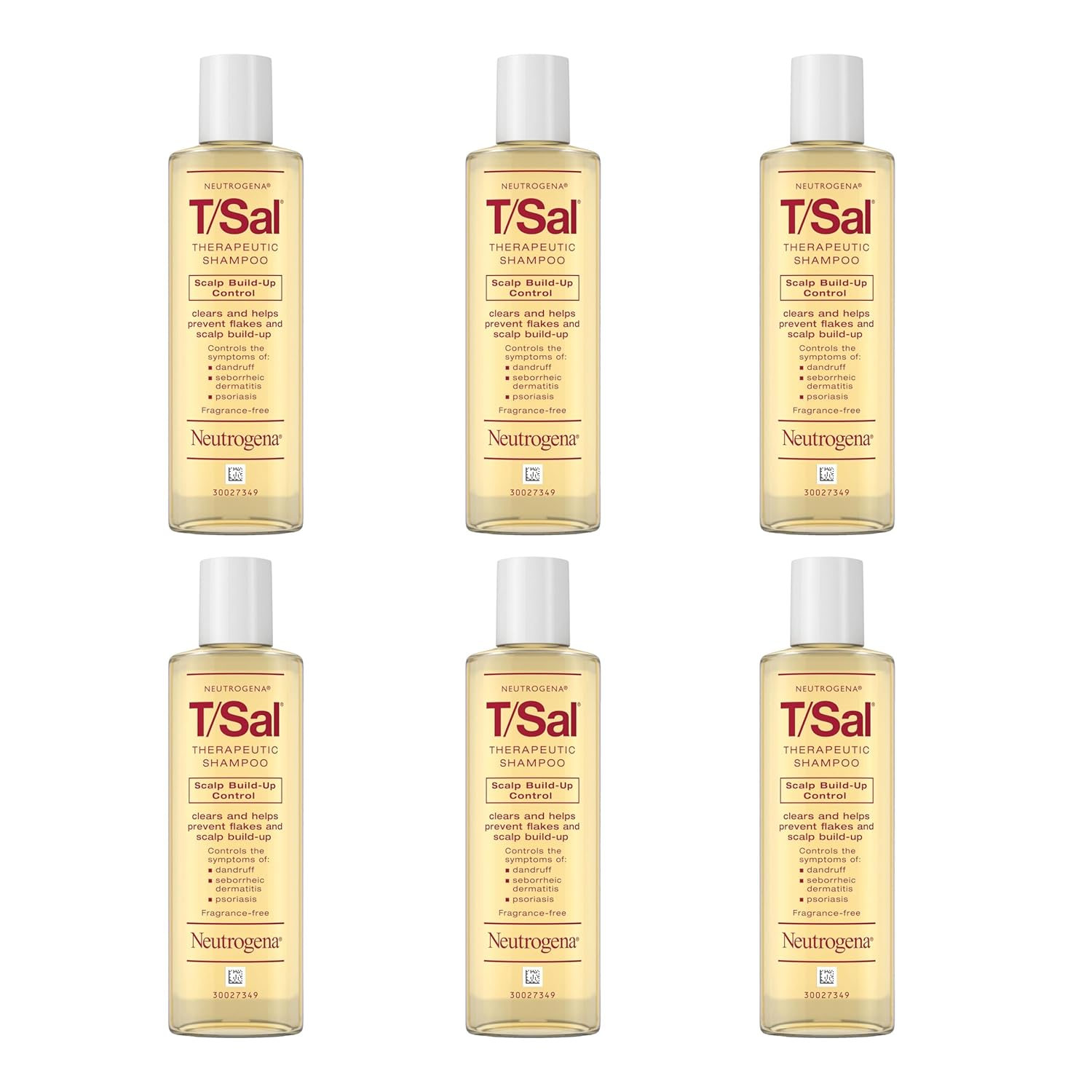 Neutrogena T/Sal Therapeutic Dandruff Shampoo, Scalp Build-Up Control, 3% Salicylic Acid,Psoriasis Treatment, Seborrheic Dermatitis Shampoo, Clears Flakes, Fragrance Free, 4.5 fl oz