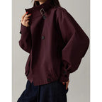 Megfie Jackets For Women Trendy Vintage Trench Coat Turtleneck Crop Jackets With Pockets