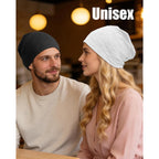100% Cotton Lightweight Summer Hats for Women Men, Ultra Thin Slouchy Beanie Hat Oversizes Beanies Chemo Cap 2pcs White