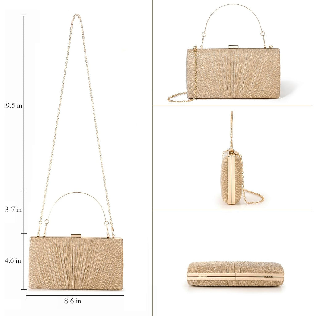 Kseymeir Clutch Purses for Women Pleated Evening Handbag with Chain Prom, Cocktail, and Wedding | Pleated, with Chain, Prom, Cocktail, Wedding