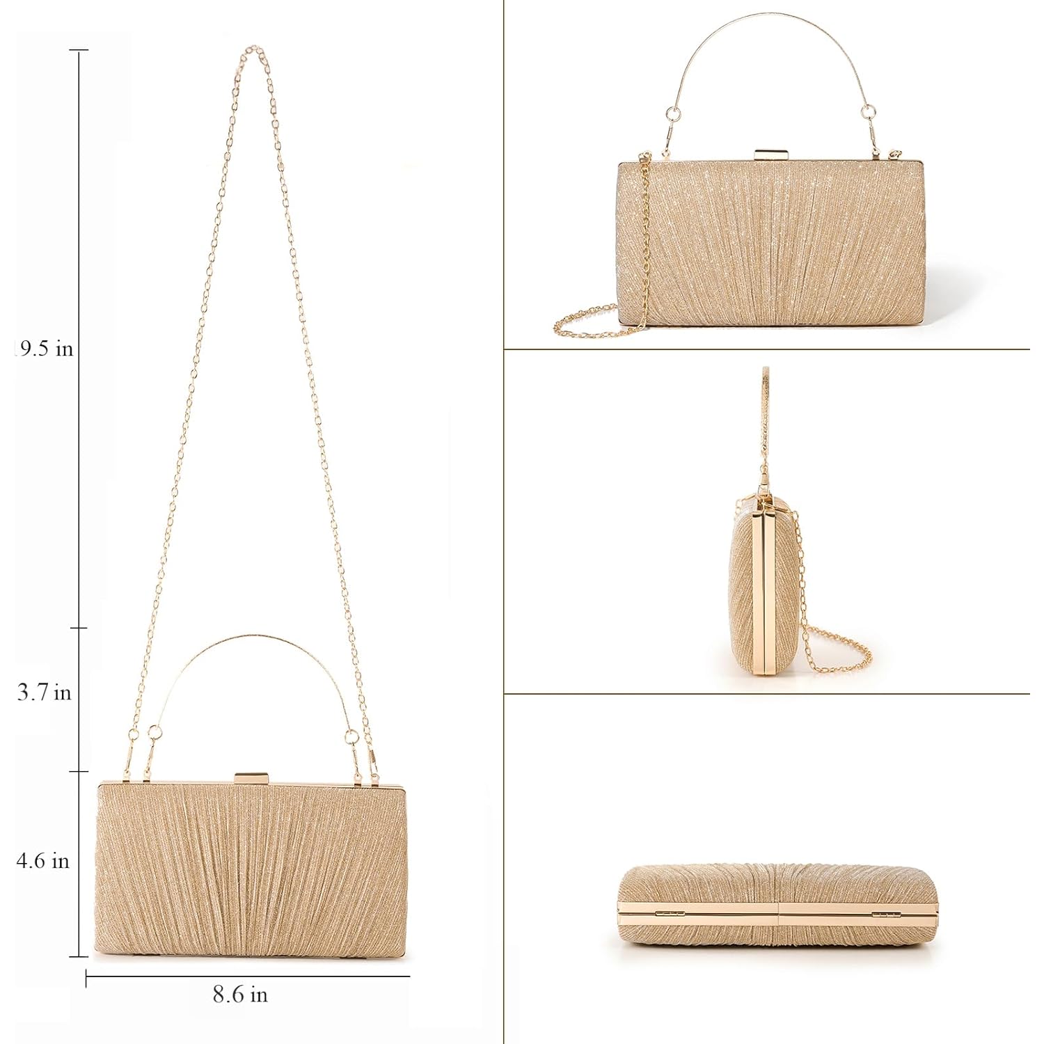 Kseymeir Clutch Purses for Women Pleated Evening Handbag with Chain Prom, Cocktail, and Wedding | Pleated, with Chain, Prom, Cocktail, Wedding