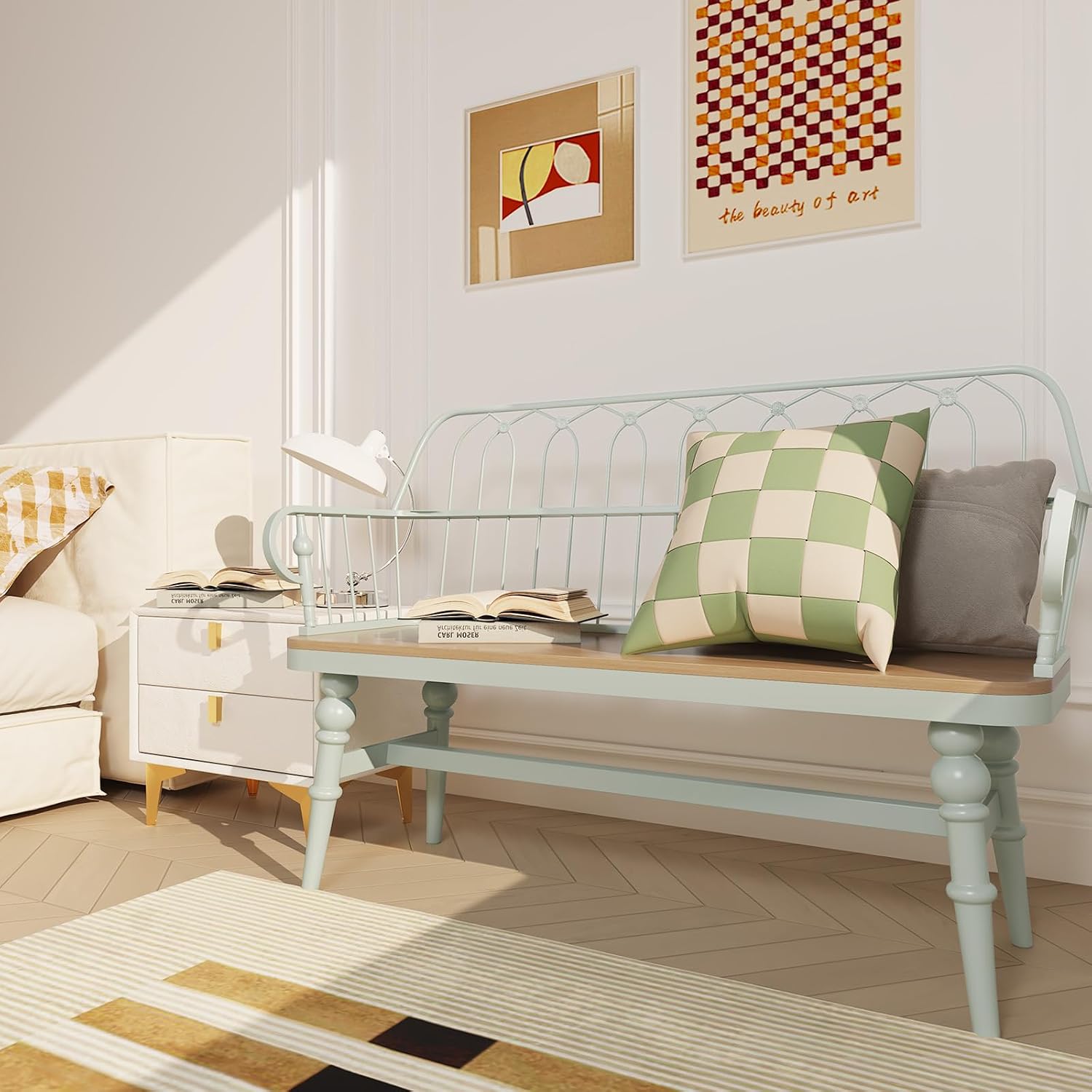 Dibraty Entryway Bench,Spindle Back Wooden Dinning Bench, Farmhouse Foyer Bench For Entryway, Living Room, Dinning Room, Mudroom