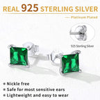 ChicSilver 925 Sterling Silver Earrings Sparkling Heart/Round/Princess Cut Birthstone Earrings for Women Birthday Jewelry with Gift Box