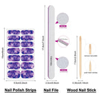 12 Sheets Iridescent Marble Nail Polish Stickers Full Nail Wraps for Women, Blue, Acrylic, Modern Style, Nail Art Stickers and Decals, Glossy Finish, 168 Pieces
