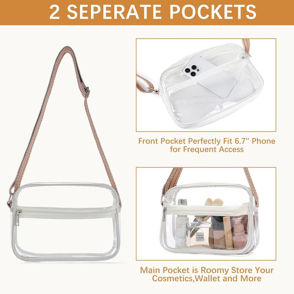 Bostanten Clear Bag For Women Stadium Approved Clear Bags Crossbody Purse Trendy For Concerts Sports Events