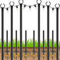 Ahrlhr 6 Pack String Light Poles, Outdoor String Light Pole 10 Ft Forked Metal Light Pole With Adjustable Outdoor Light Stand, Deck, Backyard, Garden, Wedding, Rustproof And Sturdy With Hooks.