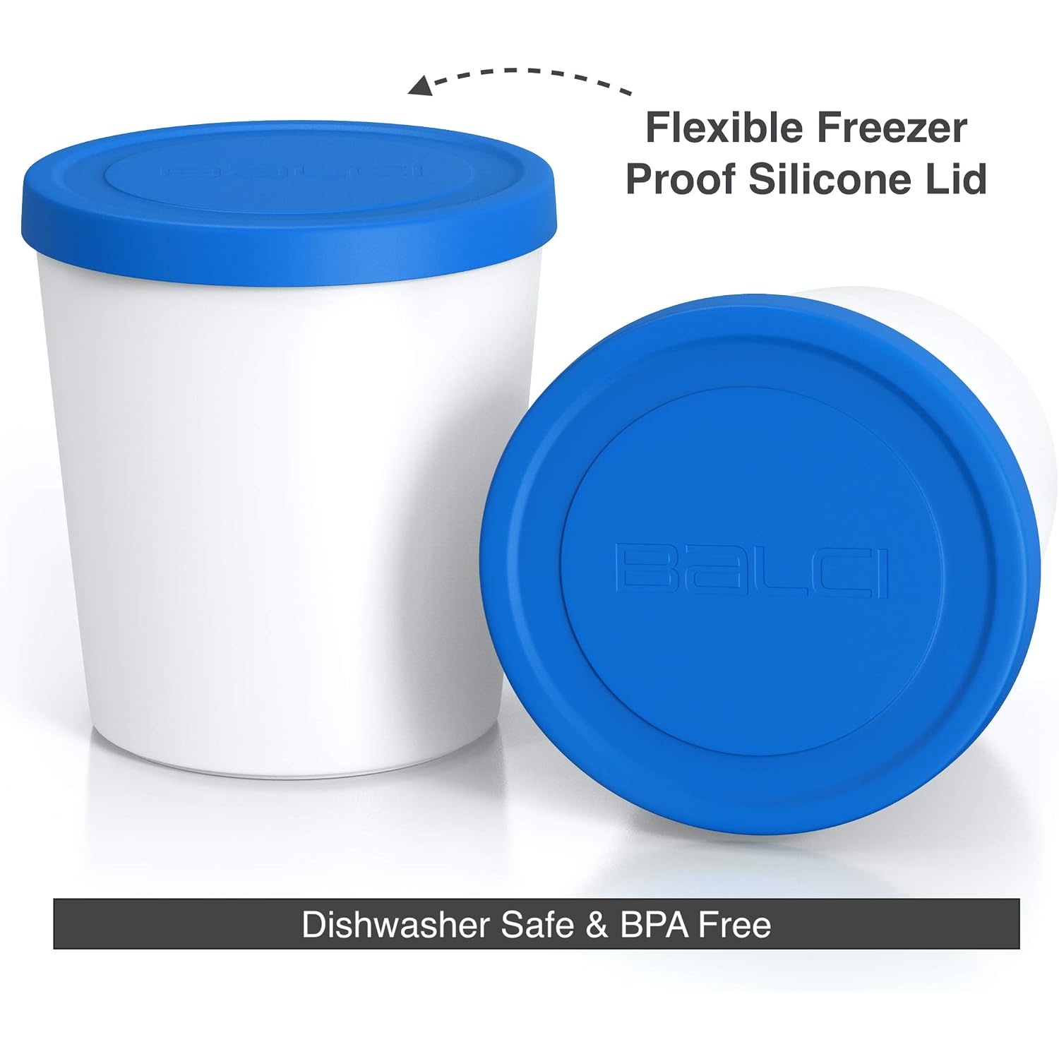 Balci - Premium Ice Cream Containers (2 Pack - 1 Quart Each) Perfect Freezer Storage Tubs With Lids For Ice Cream, Sorbet And Gelato! - Blue