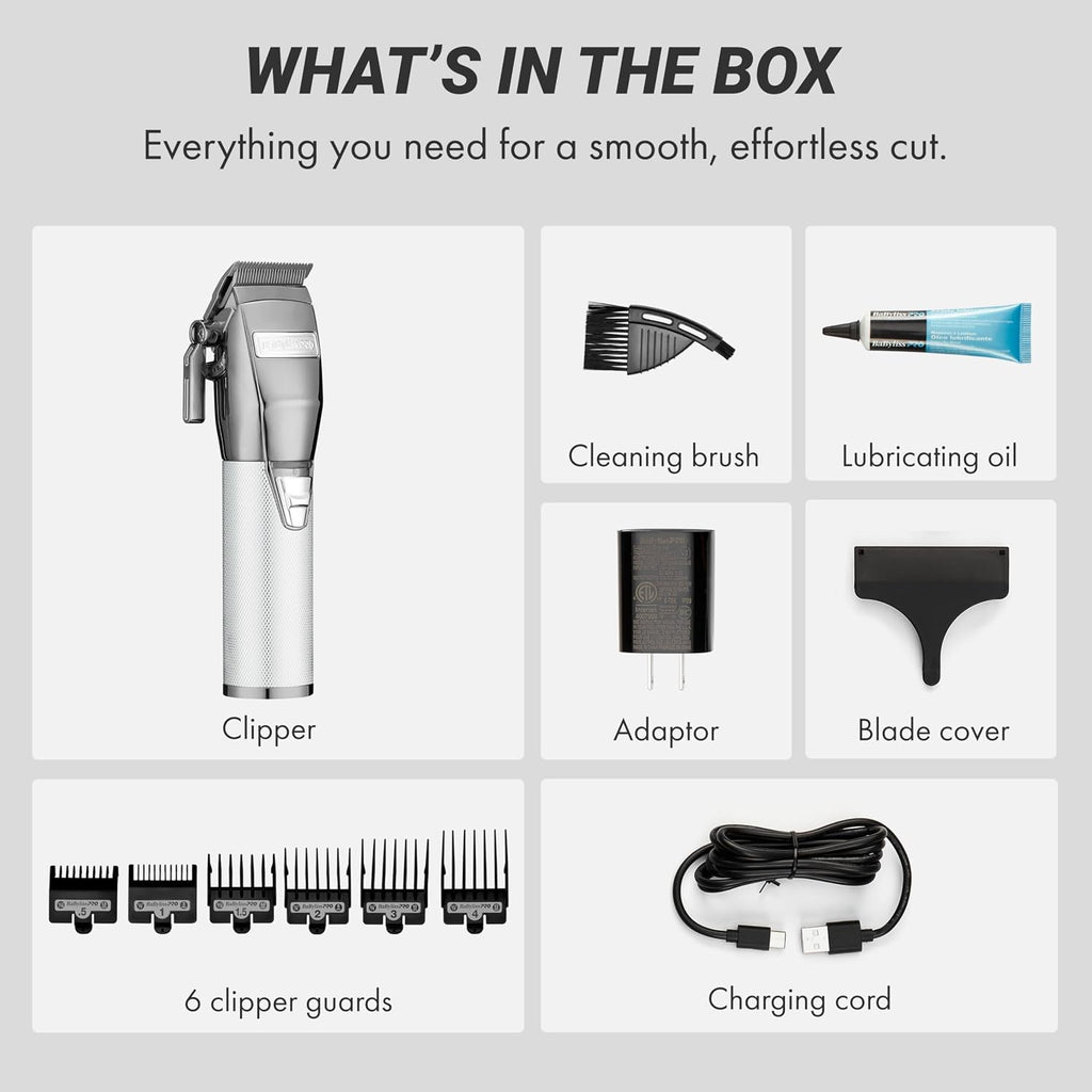 Babylisspro Fx+ Professional Barber Cord/Cordless Hair Clippers For Men, All Metal, Lithium Battery With 3-Hour Runtime