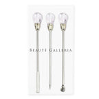 Beaute Galleria 3 Pieces Nail Art Stirring Rod DIY Tools Spoon Spatula Needle Stick for Powder Liquid Glue Rhinestone Acrylic UV Gel Mixing Manicure Accessories