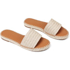 Womens Flat Sandals Dressy Summer Slip On Resort Womens Sandals Raffia Beach Sandals Open Toe Espadrille Slides