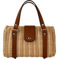 Rattan Purse For Women, Structured Straw Tote Bag, Woven Wicker Satchel Handbag With Reinforced Handles, Summer Beach Travel Bag For Daily Use