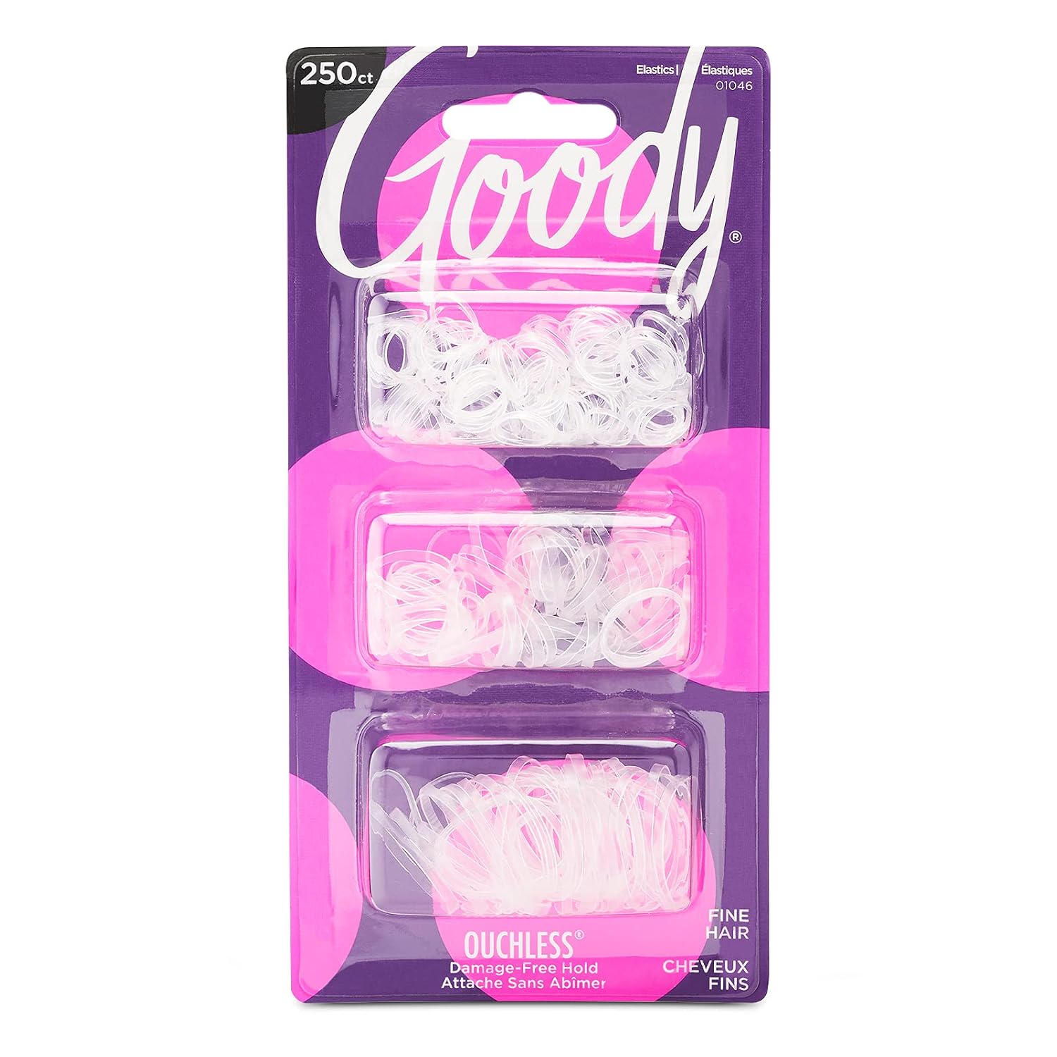 Goody Ouchless Polyband Hair Ties - 250 Ct, Clear, Latex Hair Bands For Women'S Hair, Easy Glide, Ultra-Strong Hold Hair Accessories For Women & Men, Secure Hold Ridge Design, All Hair Types