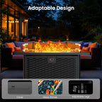 43-Inch Rectangular Propane Fire Pit With 60,000 Btu Output, Fire Pit Table Premium Gas For Outside Patio With 304 Stainless Steel H-Burner, Glass Stones, And Wind Guard,Black