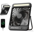 Warmco D4 Battery Powered Camping Fan 20000Mah, Led Lantern | Up To 48H Runtime, Ultra-Slim Quiet 8-Inch Fan, Digital Display & Hook For Tent, Bedroom, Outdoor & Travel
