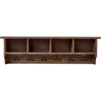 Pomona Solid Wood Entryway Coat Rack With Cubbies, Rustic Brown, 48 Inch | Wall-Mounted Coat Rack With 6 Double Hooks And 4 Open Cubbies, Rustic Farmhouse Mudroom Storage By Alaterre Furniture