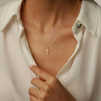 Turandoss Mothers Day Gifts for Mom Daughter Gold Cross Necklace for Women Girls, Dainty 14K Gold Plated Cross Necklace Infinity CZ Holy Mary Medal Necklaces for Women Mothers Day Gifts for Mom