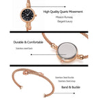 Top Plaza Womens Fashion Analog Quartz Bangle Cuff Wrist Bracelet Watch Elegant Stainless Steel Wire Band Arabic Numerals Dress Watches