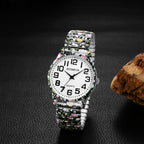 OIDEA Stretch Band Watches for Women: Bohemia Easy Reader Elastic Watch Large Face Big Number Analog Quartz Bracelet Watch Expansion Band Wristwatch