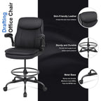 Misolant Drafting Chair, Tall Office Chair For Standing Desk, High Leather Executive Office Chair With Adjustable Height And Flip-Up Armrest For Counter Height Desk