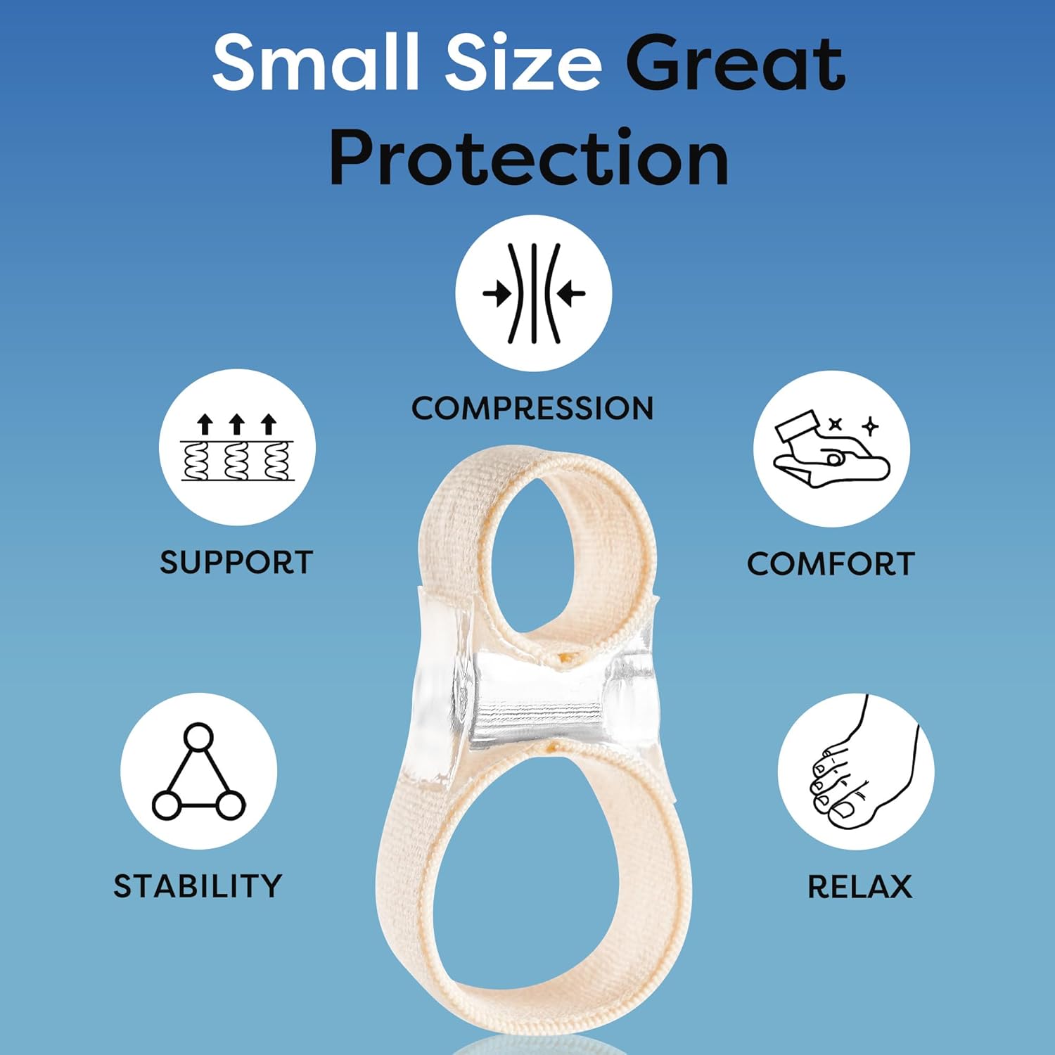 Big Toe Spacer/Corrector,Overlapping Toes, Bunion Pain Relief, Toe Alignment, Soft Silicone/Gel, 2 Loop,Day Night Wear,3 Sizes,Comfortable, Washable. (Beige, MIDDLE: WOMEN 9.5-11 /MEN 6.5-9)