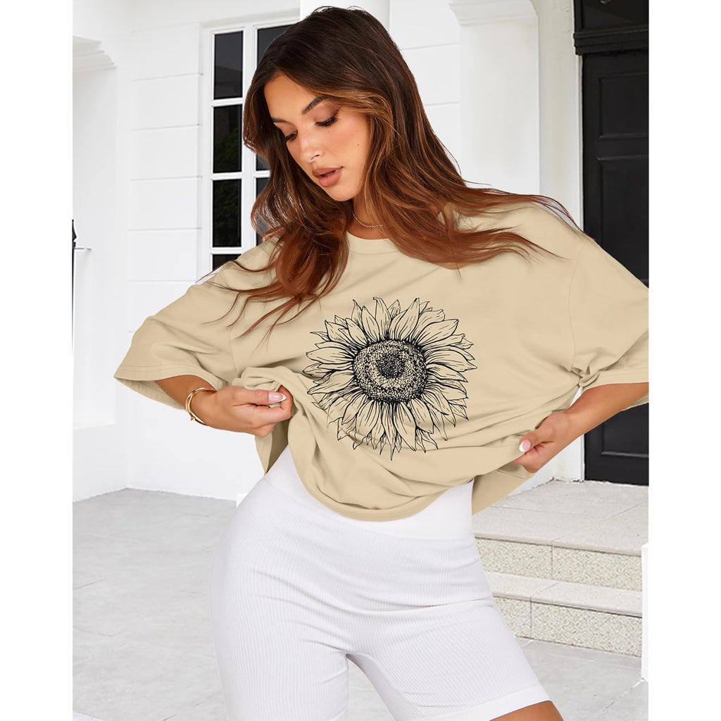 Womens Oversized Tshirt Graphic Tees Crew Neck Summer Short Sleeve Loose Fit Tops 2026
