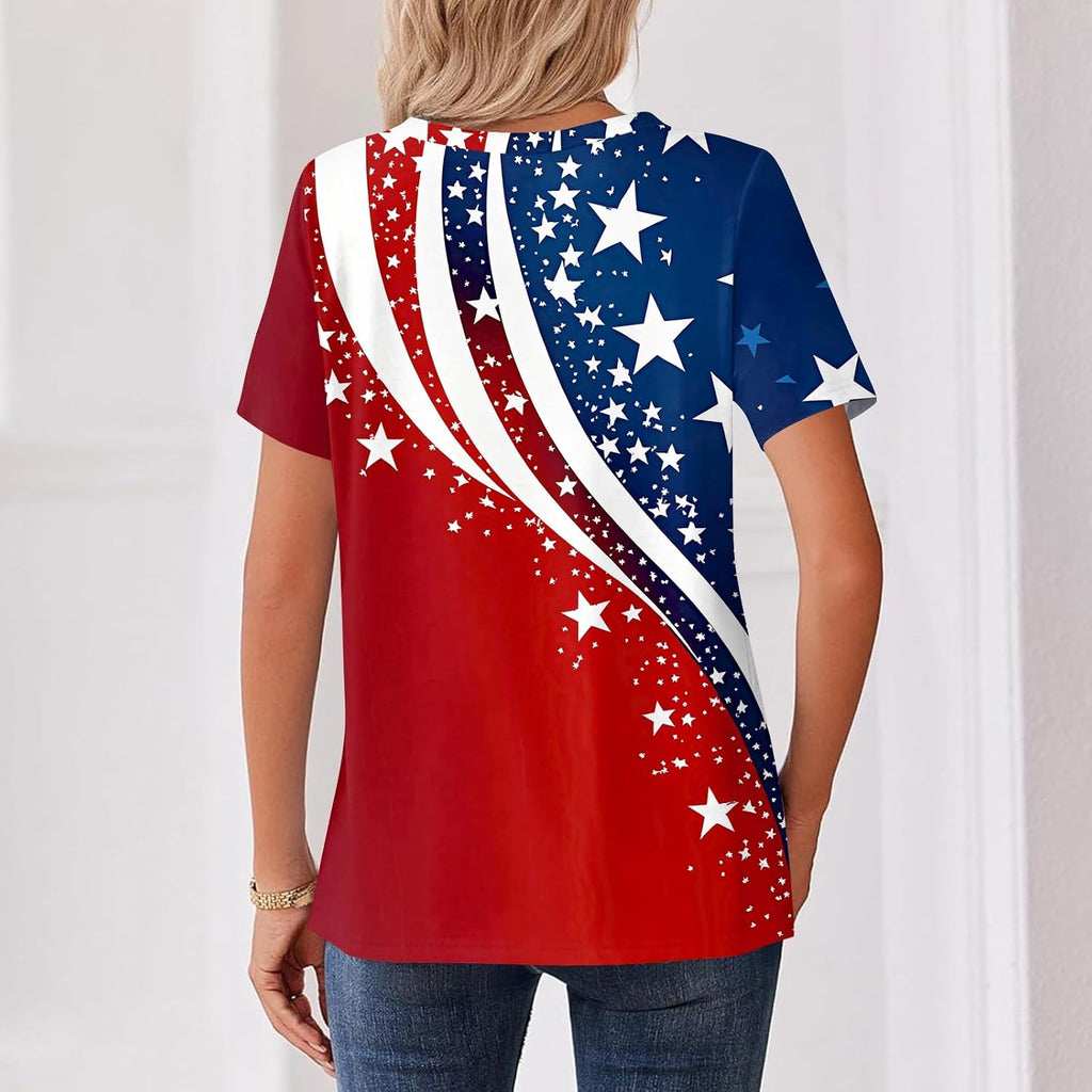 Short Sleeve Shirts for Women Summer Tops 2026 Floral Soft Boho Casual Button Down V Neck Loose Fit T Shirts for Women